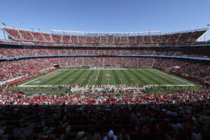 Fans watch kickoff at Levi's Stadium as the San Francisco 49ers host the Arizona Cardinals in Santa Clara, California. (AP Photo/Scot Tucker)
