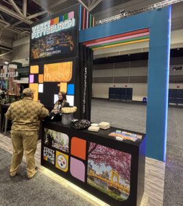VisitPittsburgh and SportsPittsburgh was at media row ahead of the Super Bowl in New Orleans to promote its hosting of the 2026 NFL Draft. Photo by Matt Traub/SportsTravel